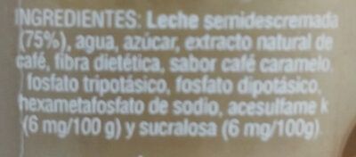 Cappuccino Caramelo ingredients label