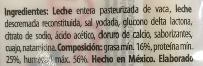 Snax - Dedos de queso mozzarella ingredients label