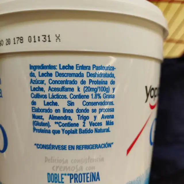 GRIEGO SABOR NATURAL ingredients label