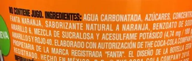 Fanta ingredients label