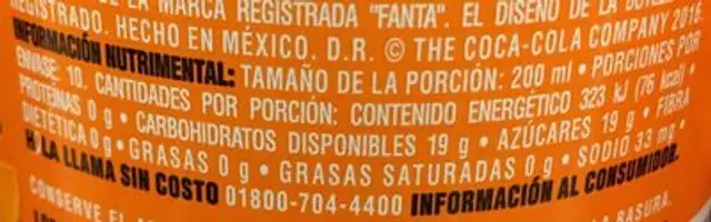 Fanta nutrition facts table