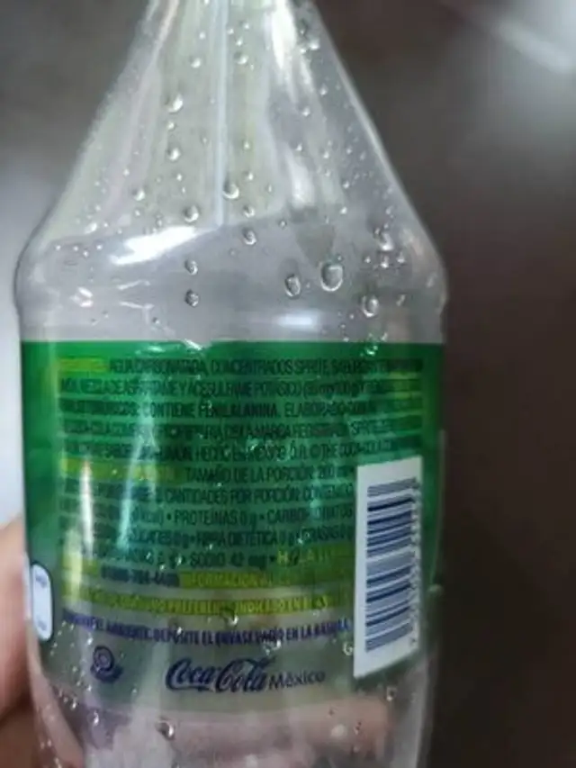 Sprite Lima Limón Zero NR ingredients label