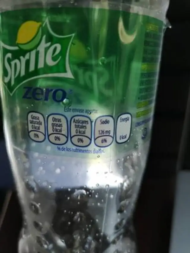 Sprite Lima Limón Zero NR nutrition facts table