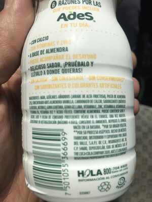 Bebida Ades Almendra ingredients label