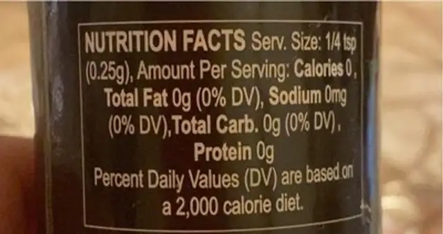 Oregano nutrition facts table