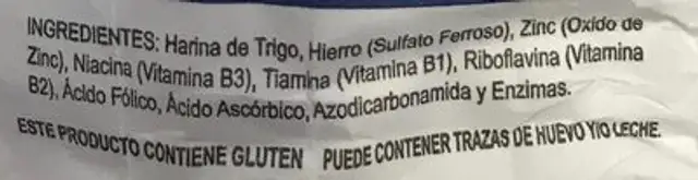 Harina de trigo ingredients label
