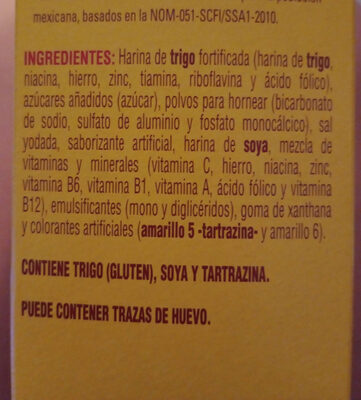 Harina para preparar hot cakes ingredients label