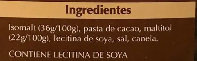 Moctezuma, Bittersweet Chocolate ingredients label