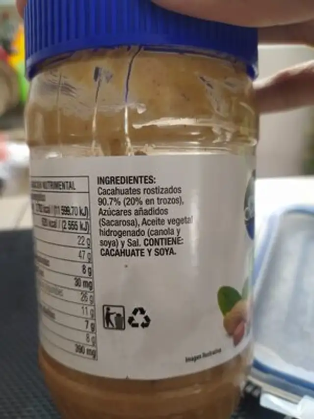Crema De Cacahuate Crunchy ingredients label