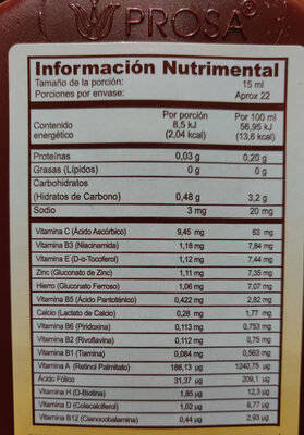 Bacao Max nutrition facts table