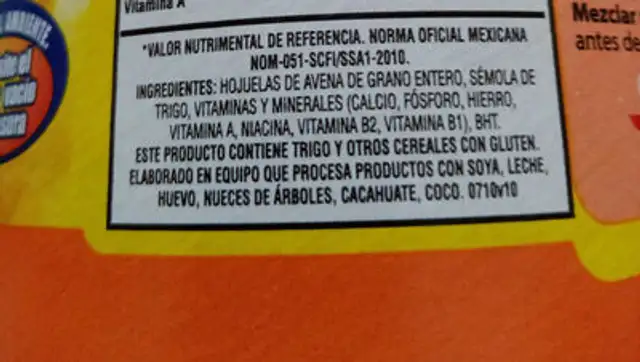 3 minutos ingredients label