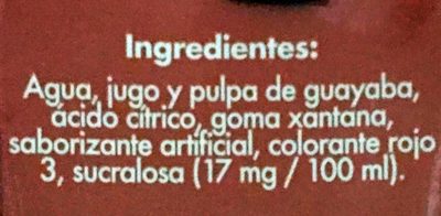 Aurrera Nectar de Guayaba ingredients label