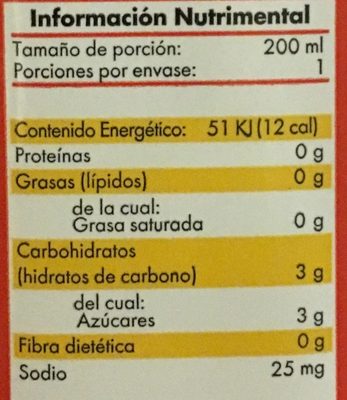 Aurrera Nectar de Guayaba nutrition facts table