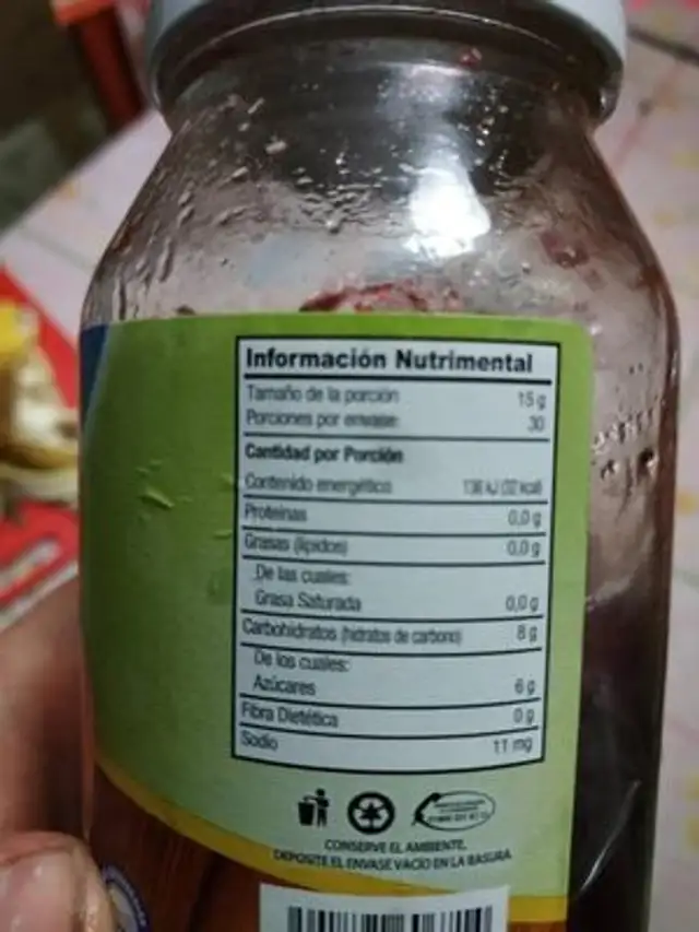 Unknown nutrition facts table