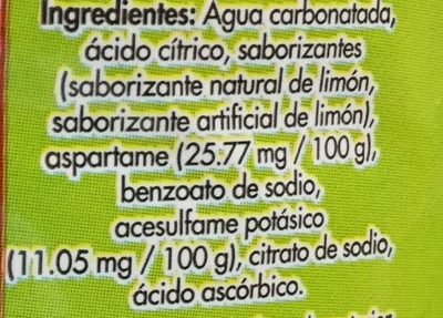 Refresco Sabor Limón ingredients label