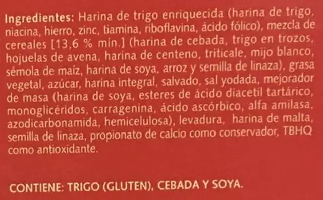 WORLD TABLE ingredients label