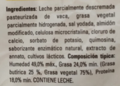 Mozzarella Picado ingredients label
