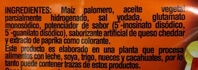 Palomitas sabor Cheddar ingredients label