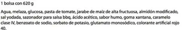 SALSA BARBECUE ingredients label