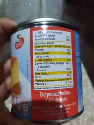 Unknown nutrition facts table