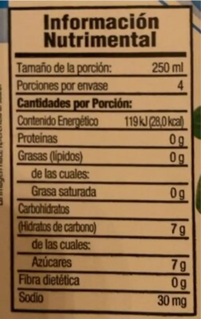 Arandanos Light bajo en calorías nutrition facts table