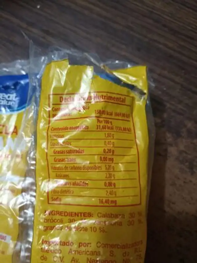 Mezcla Juliana nutrition facts table