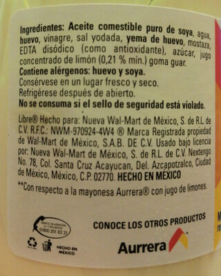 mayonesa ingredients label