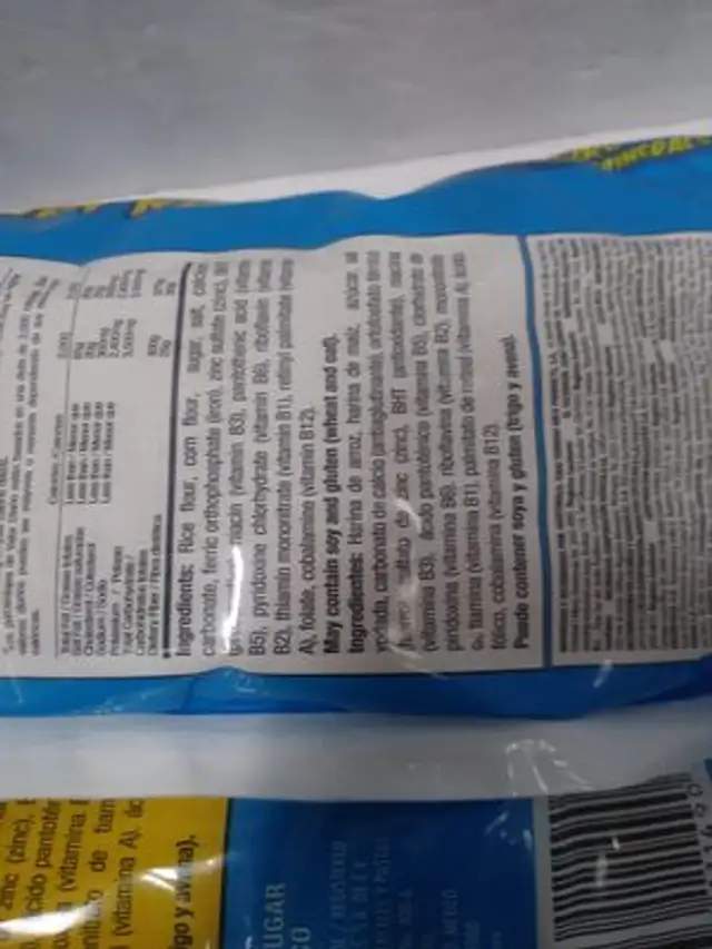 Crispy rice ingredients label