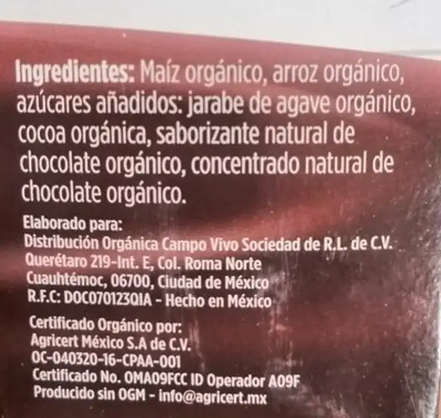 Campo pops ingredients label