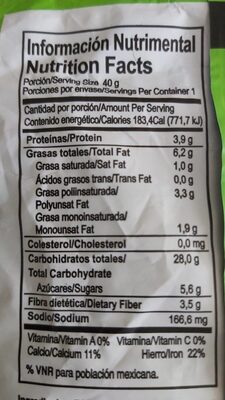 Charriitos Limón nutrition facts table