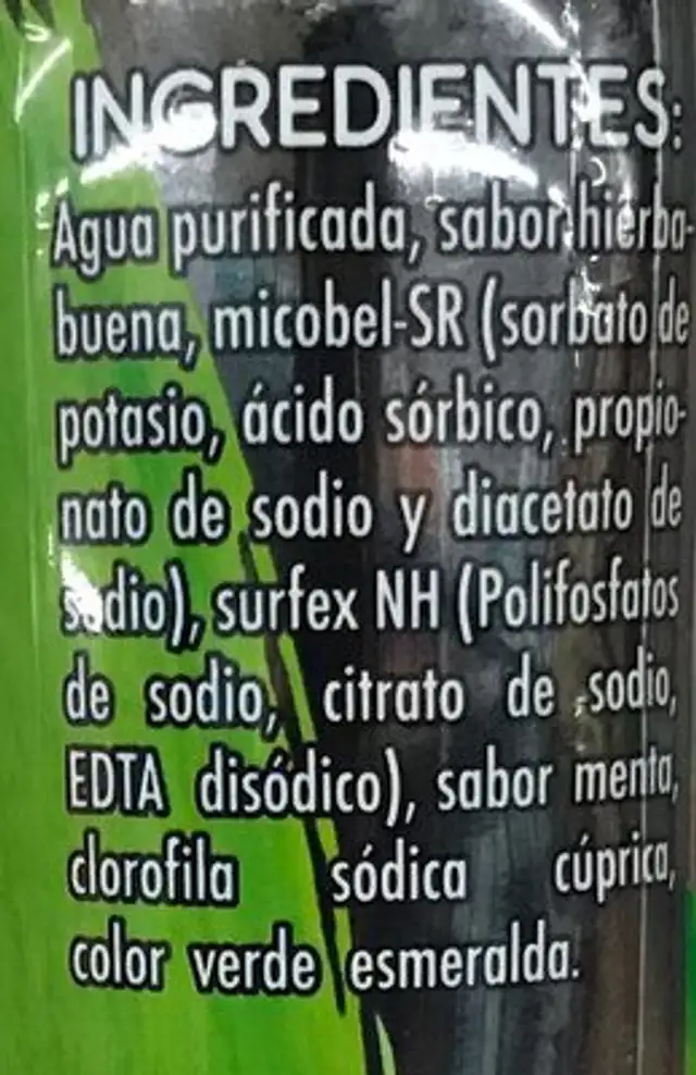 M by Montibello sabor hierbabuena ingredients label