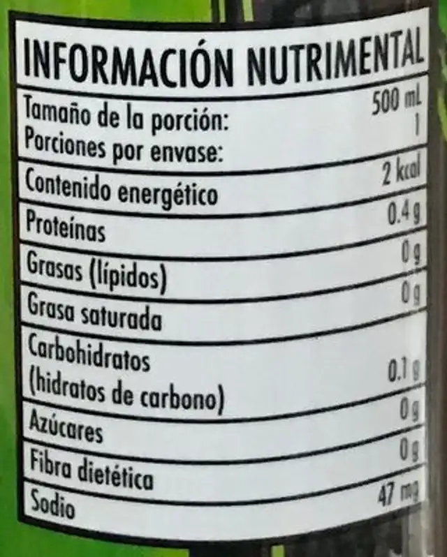 M by Montibello sabor hierbabuena nutrition facts table