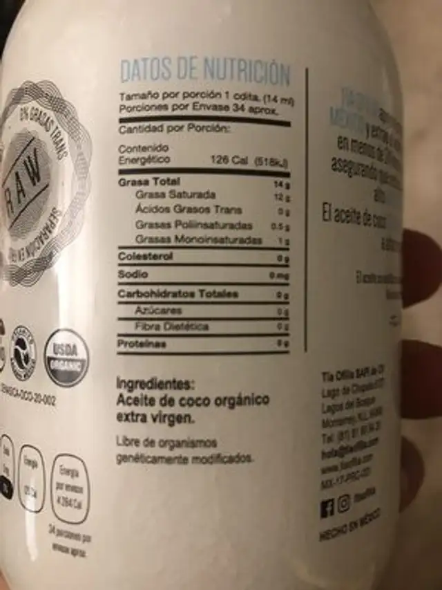 Aceite de Coco Orgánico front packaging