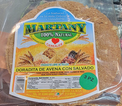Martany Doradita de avena con salvado