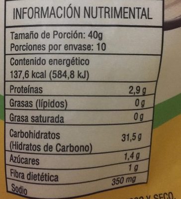ARROZ CON AZAFRAN nutrition facts table