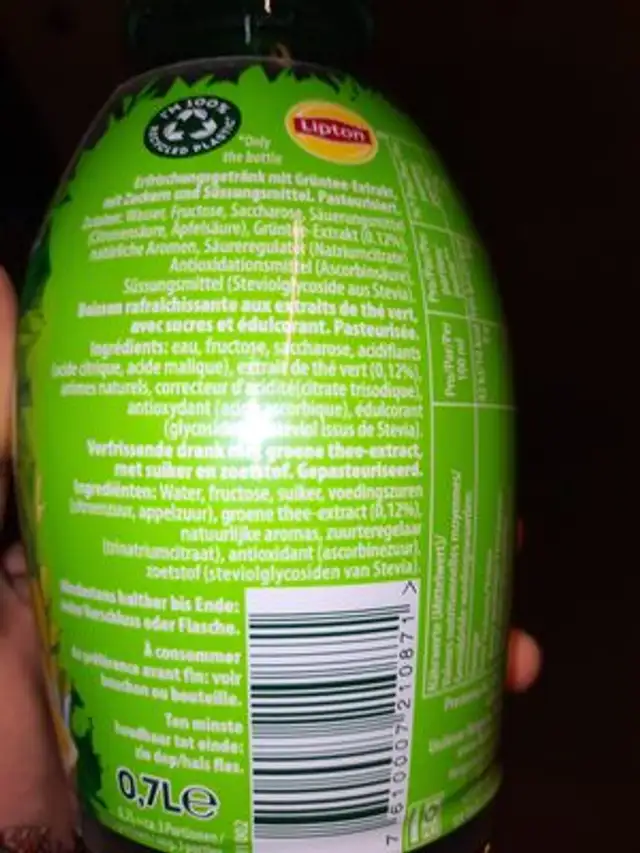 Green tea citrus Fresh blends ingredients label
