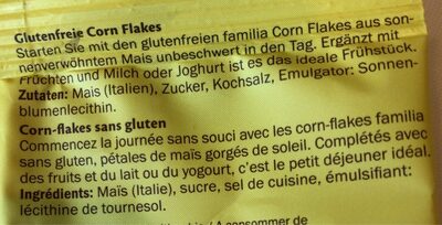 Corn Flakes sans gluten sans lactose ingredients label