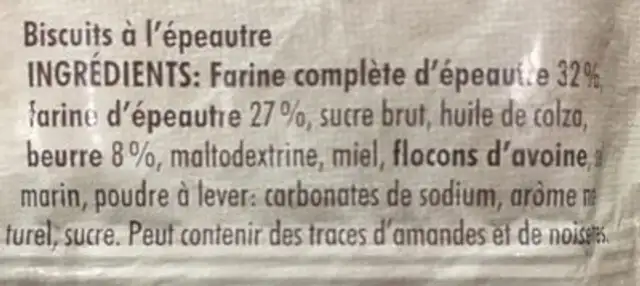 Break Natural Sans Blé ingredients label