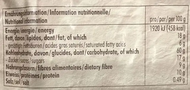 Break Natural Sans Blé nutrition facts table