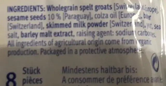 Dar.vida ingredients label