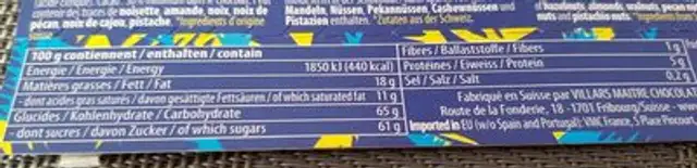 Mini Têtes au Choco nutrition facts table