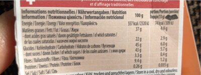 Lait Quinoa & chia nutrition facts table