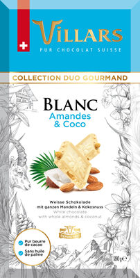 Chocolat Villars Blanc Amandes et Coco 180g