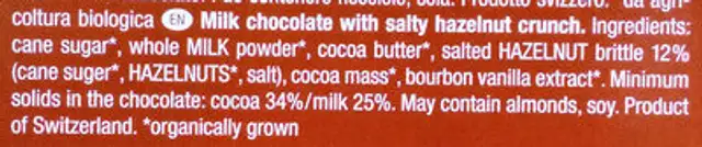 Caramel & salz ingredients label
