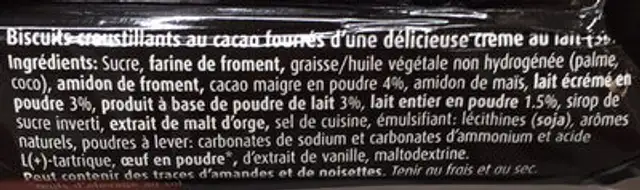 CHOCOLY MINI BLACK ingredients label