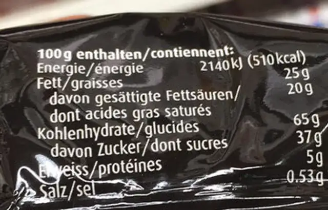 CHOCOLY MINI BLACK nutrition facts table