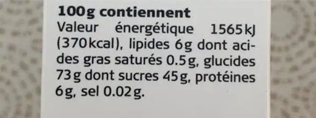 Basler Läckerli Piccolo nutrition facts table