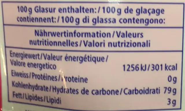 La Fée Lili-Rose Glaçage rose nutrition facts table