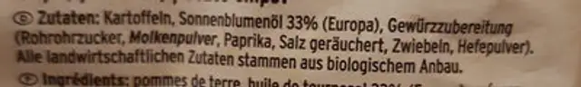 Bio Knospe Chips Paprika ingredients label