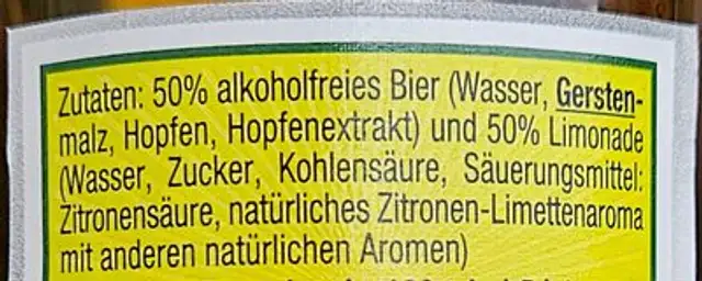 Panaché ingredients label